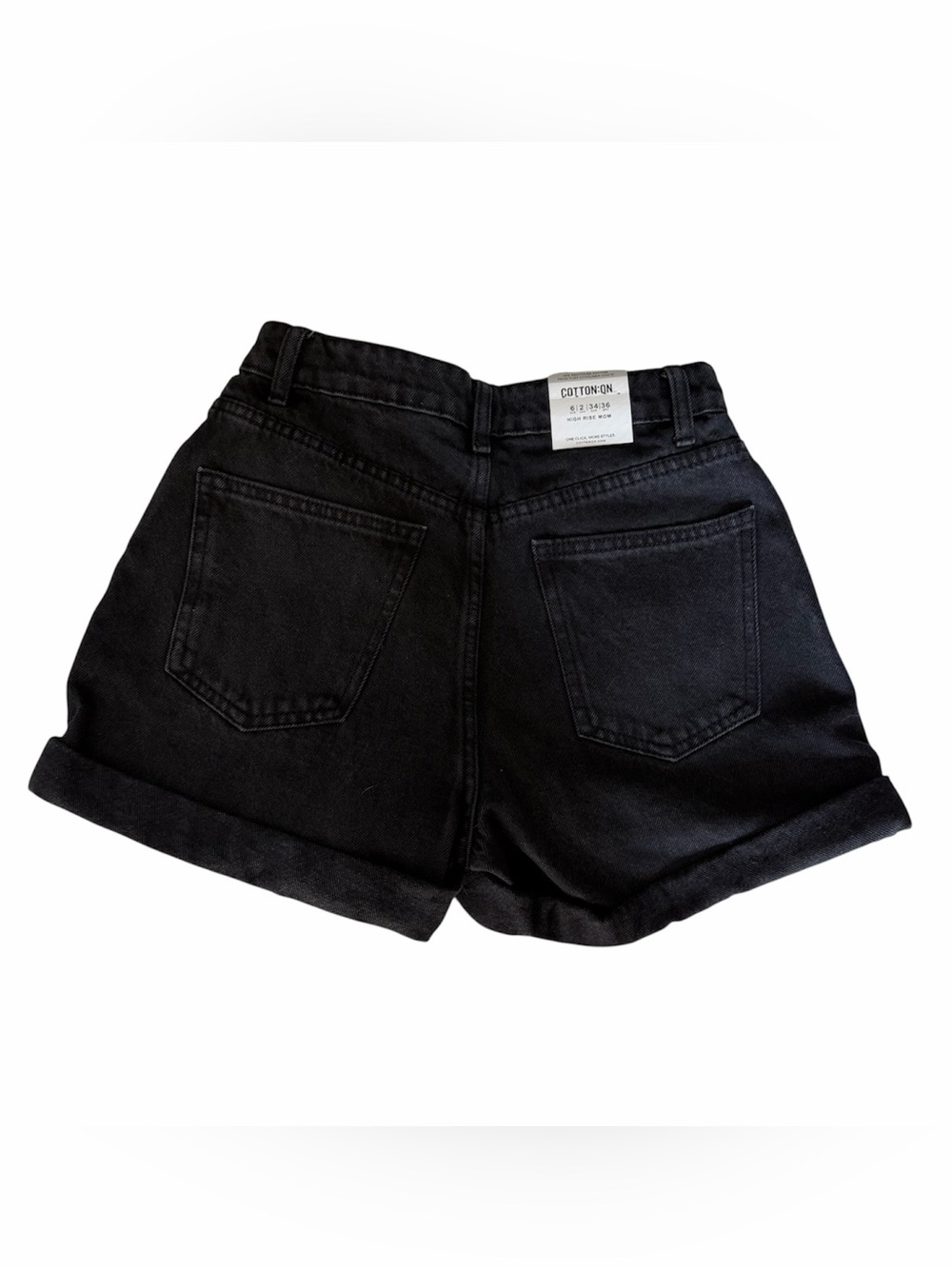 Cotton On Black High Waisted Denim Mom Shorts NWT 2 - Picture 2 of 5